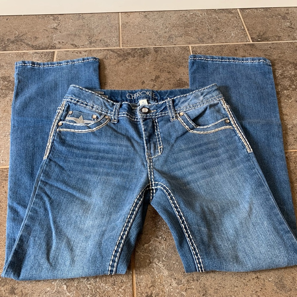 #25 GIRLS EUC CHEROKEE BOOTCUT JEANS ADJ WAIST SIZE 12